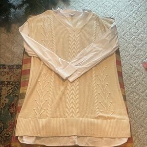 Cream Cable Knit Sweater Vest/Dress